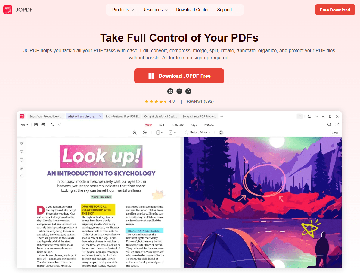 JOPDF interface