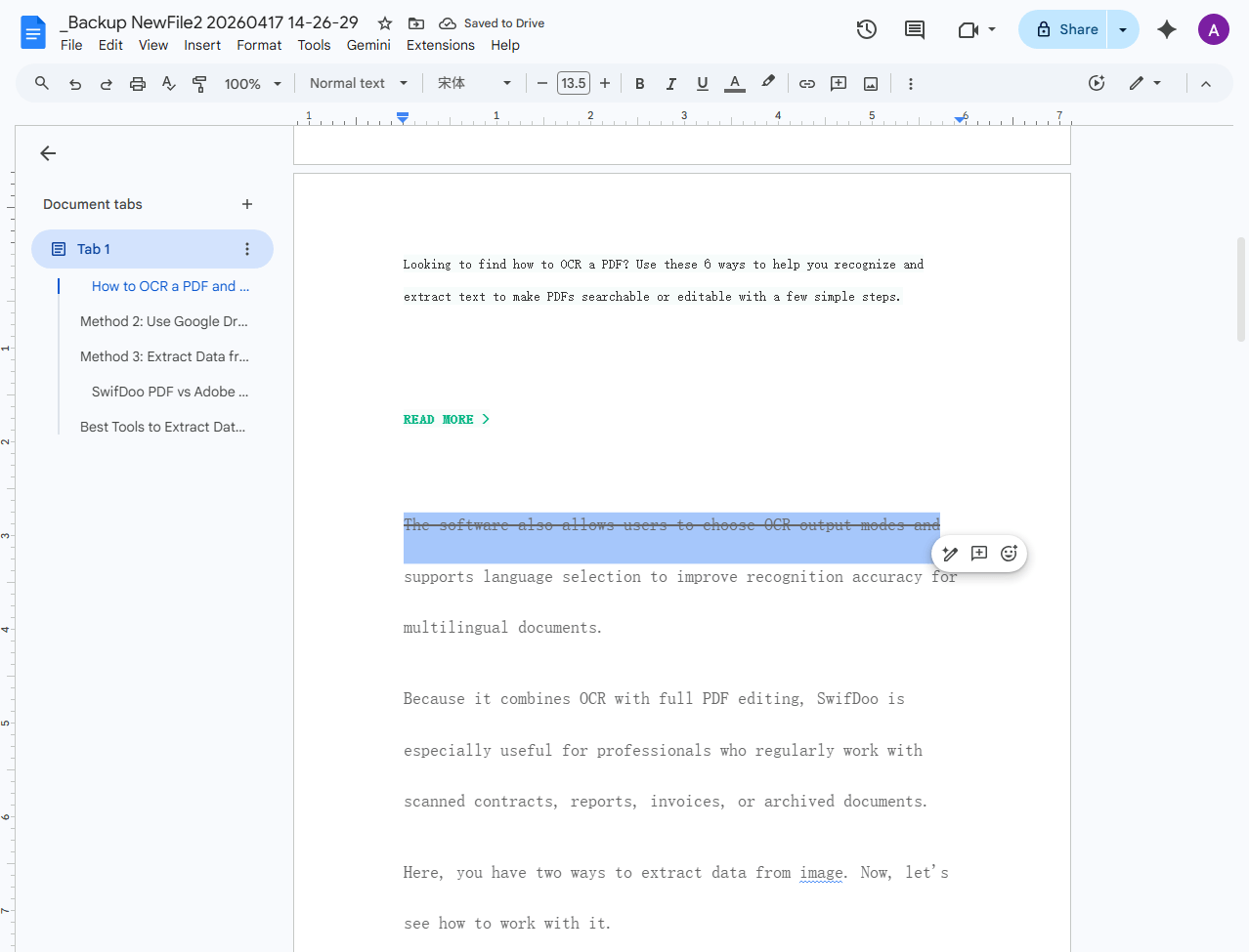 Press Alt + Shift + 5 to strikethrough on Google Docs