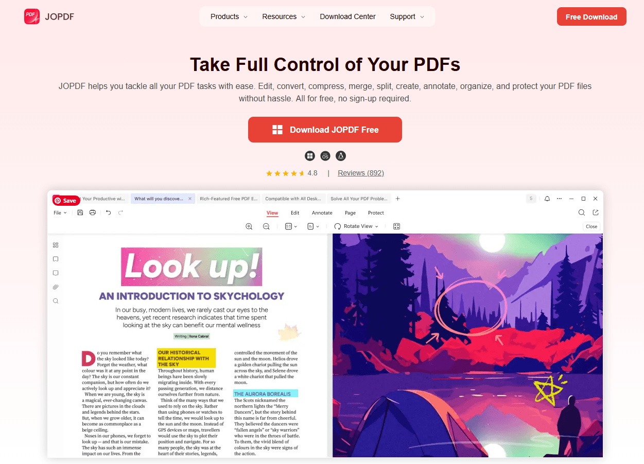 JOPDF interface