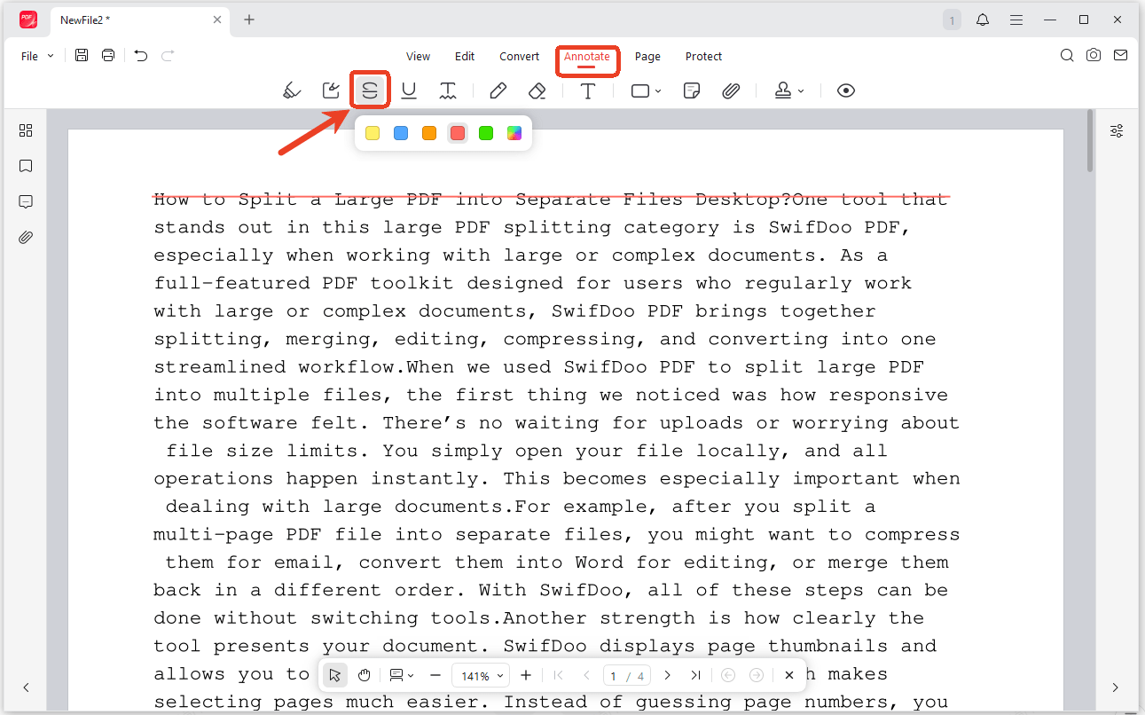 Add Strikethrough to a PDF with JOPDF