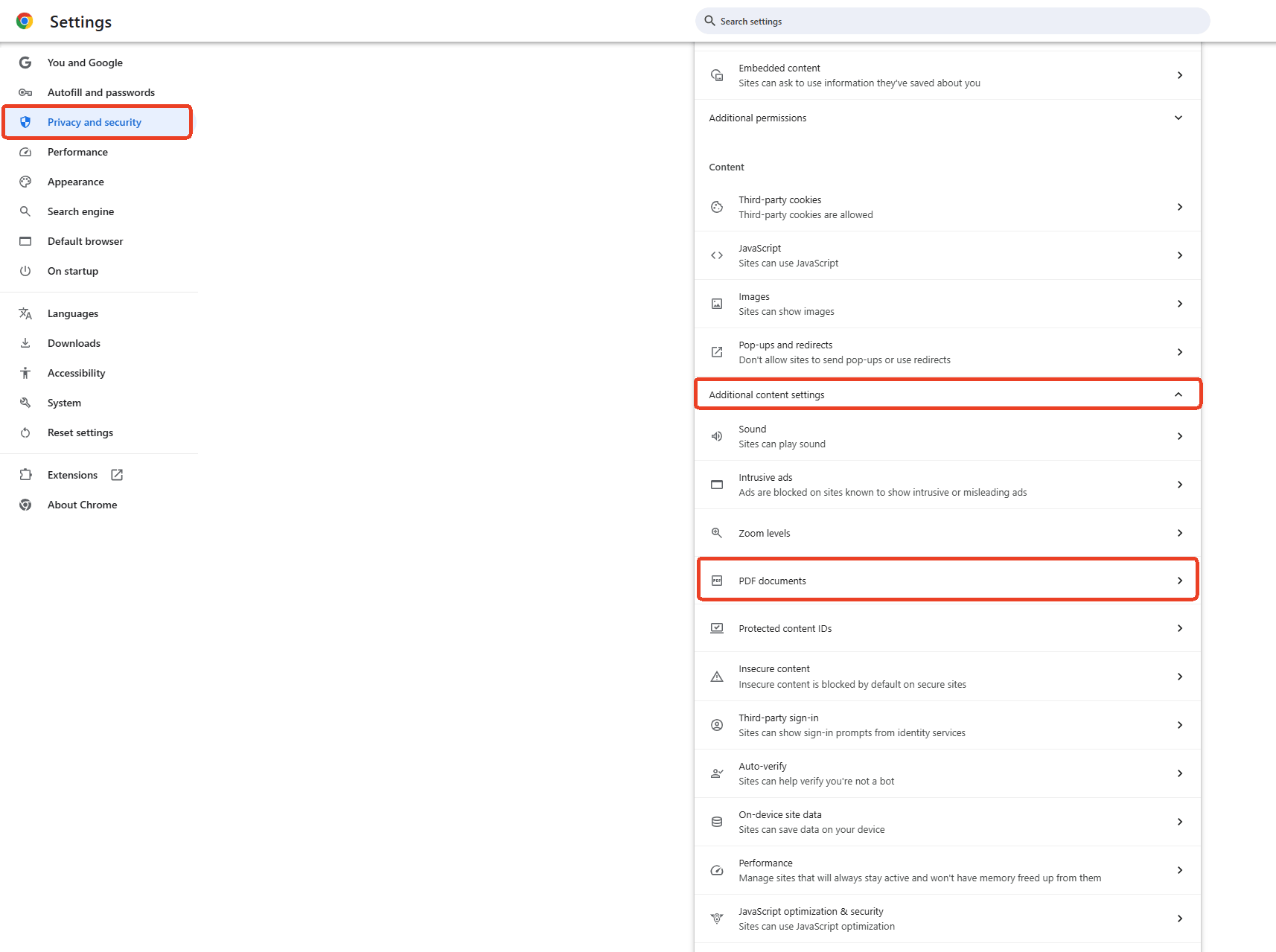 go to PDF documents
