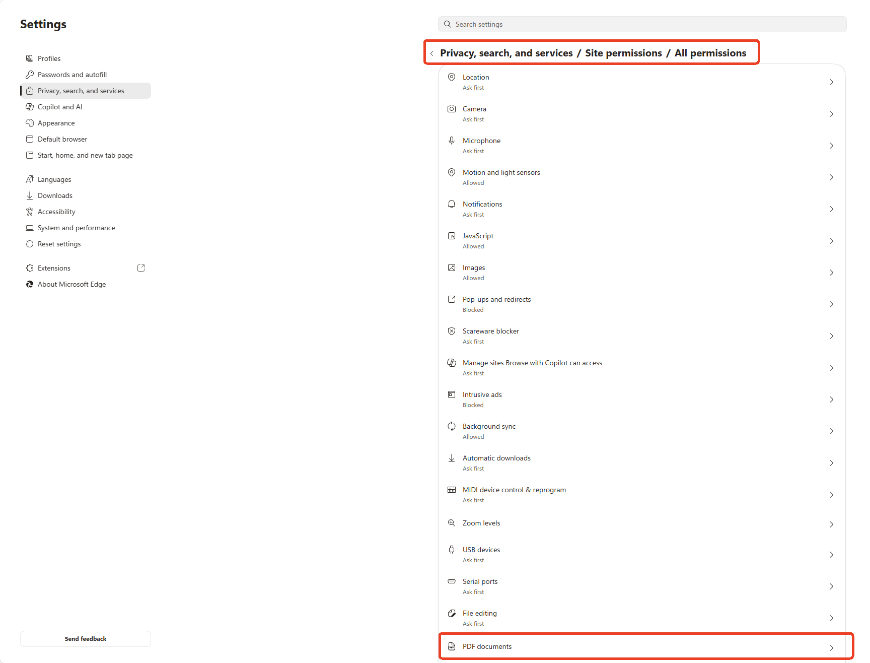 go to PDF documents