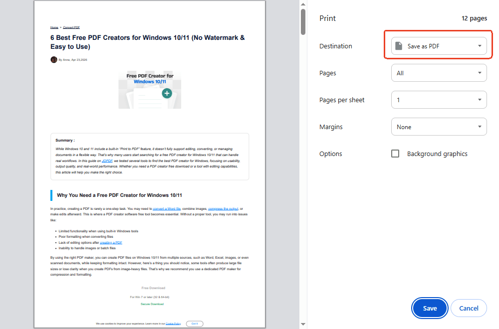 select Save as PDF