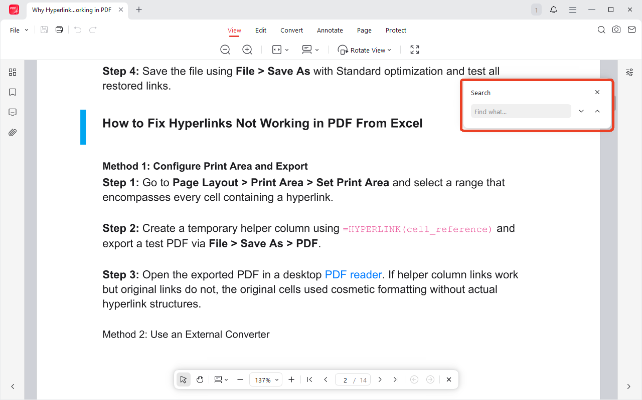 Ctrl + F working in JOPDF