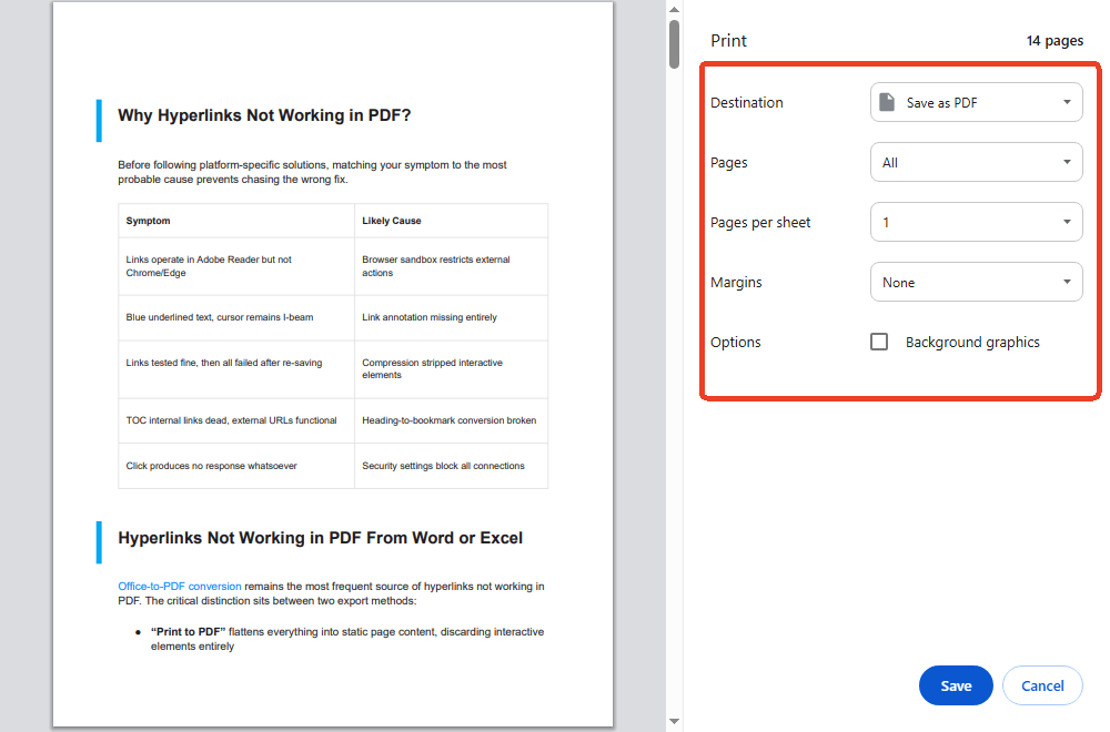 save as PDF via Print
