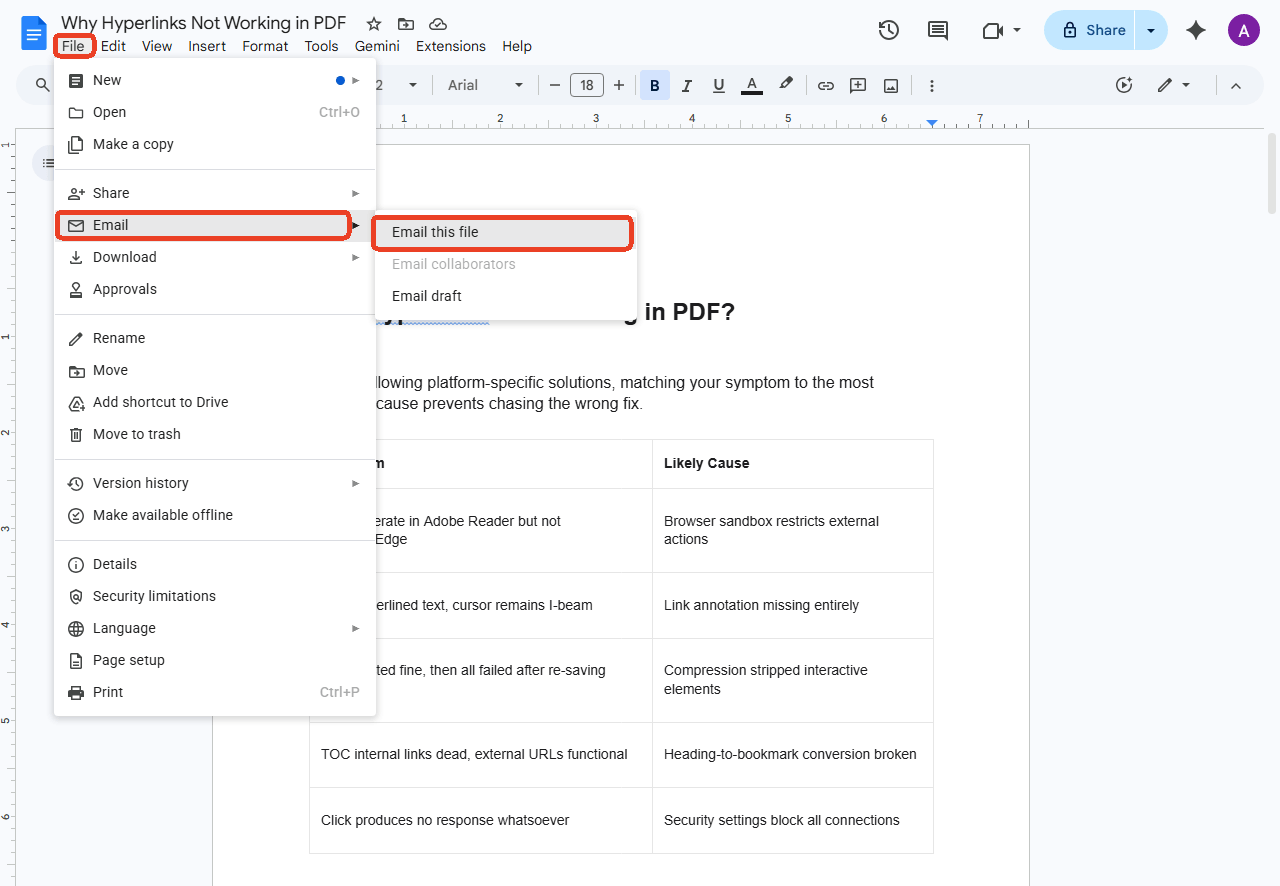 save a Google Doc as a PDF without downloading