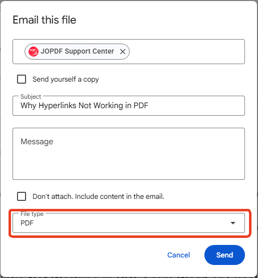 Set file type as PDF