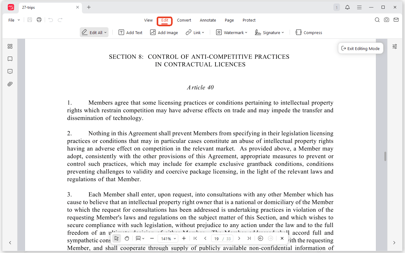 click the Edit tab in JOPDF