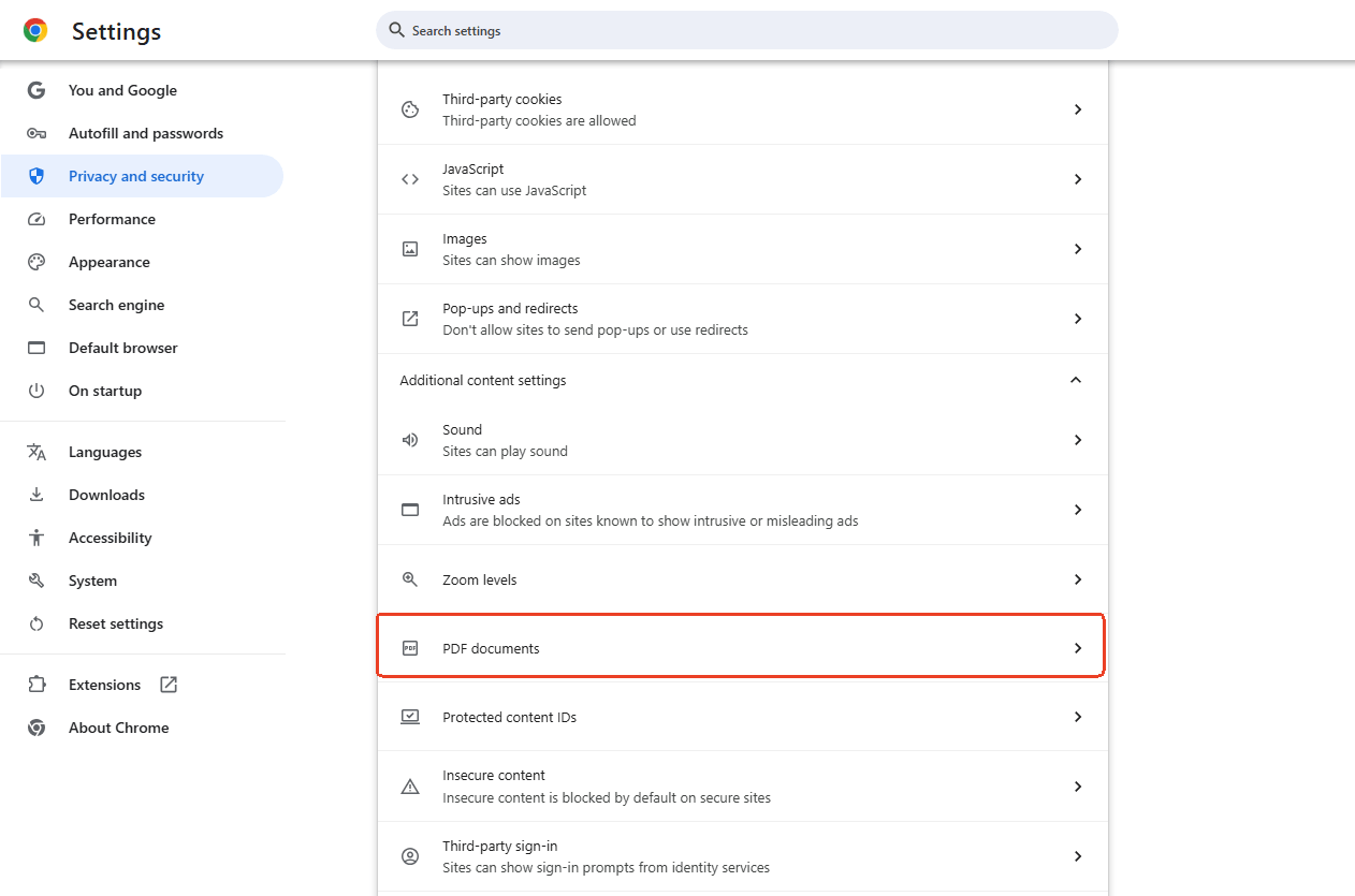 choose PDF document