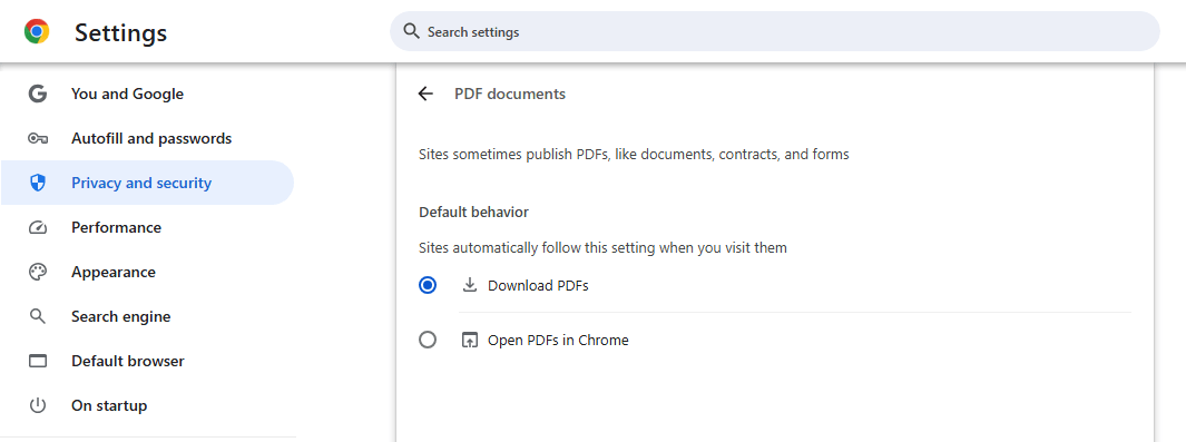 choose Download PDFs