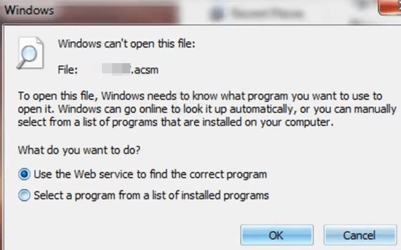 Windows cant open acsm file