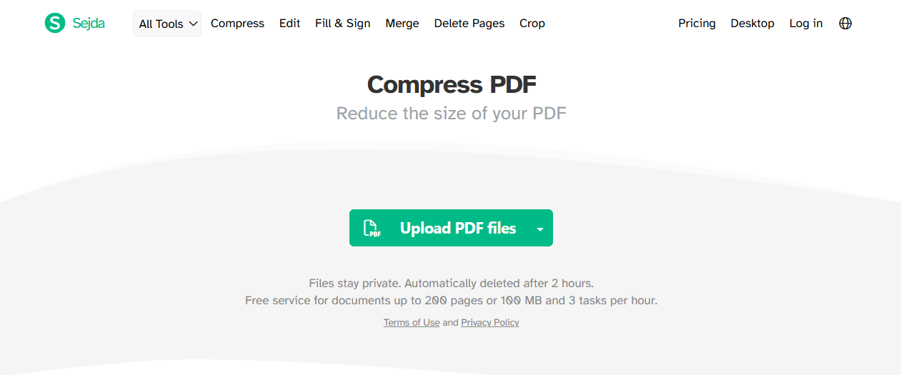 Sejda PDF compressor