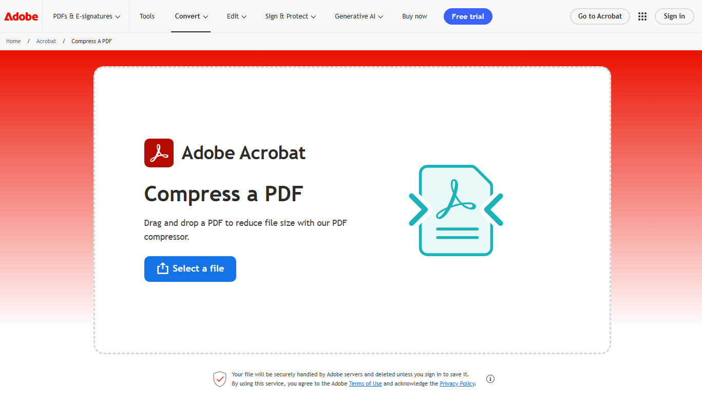 Adobe Acrobat Online PDF Compressor