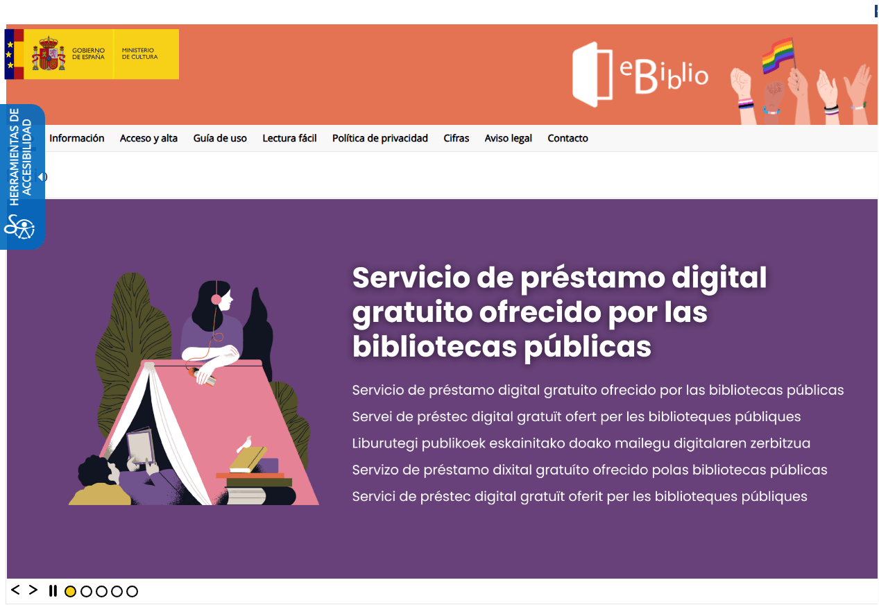 eBiblio interface