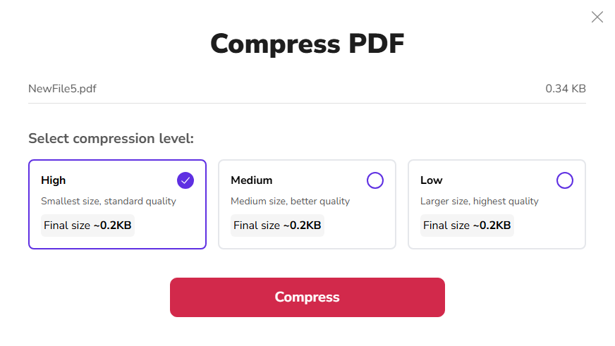 Choose the compression level