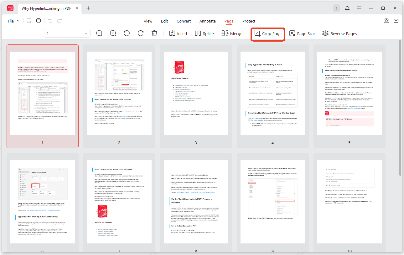 crop pages with JOPDF