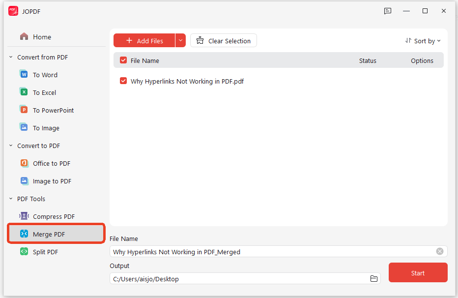 merge scattered pages with JOPDF