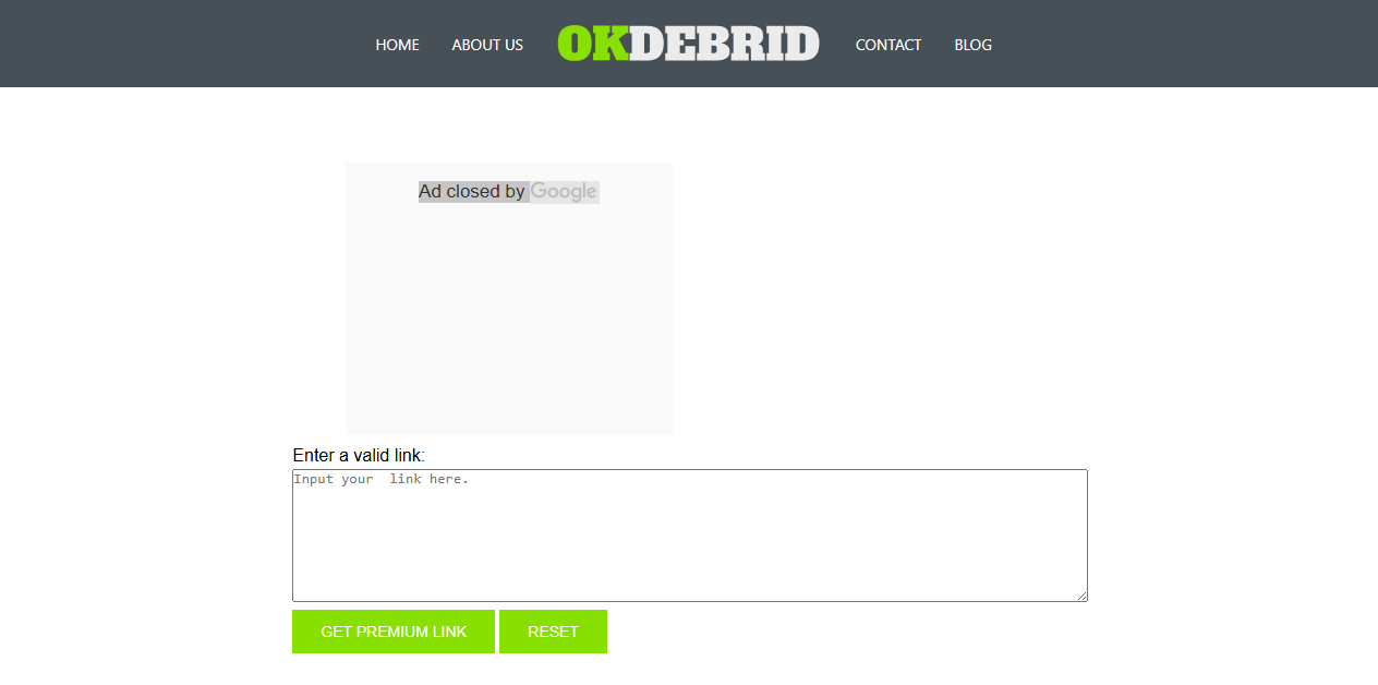 OkDebrid interface