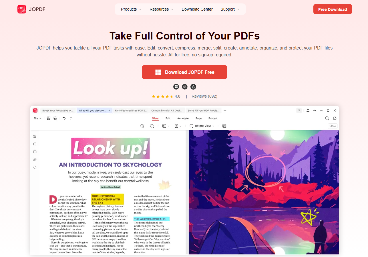 JOPDF interface