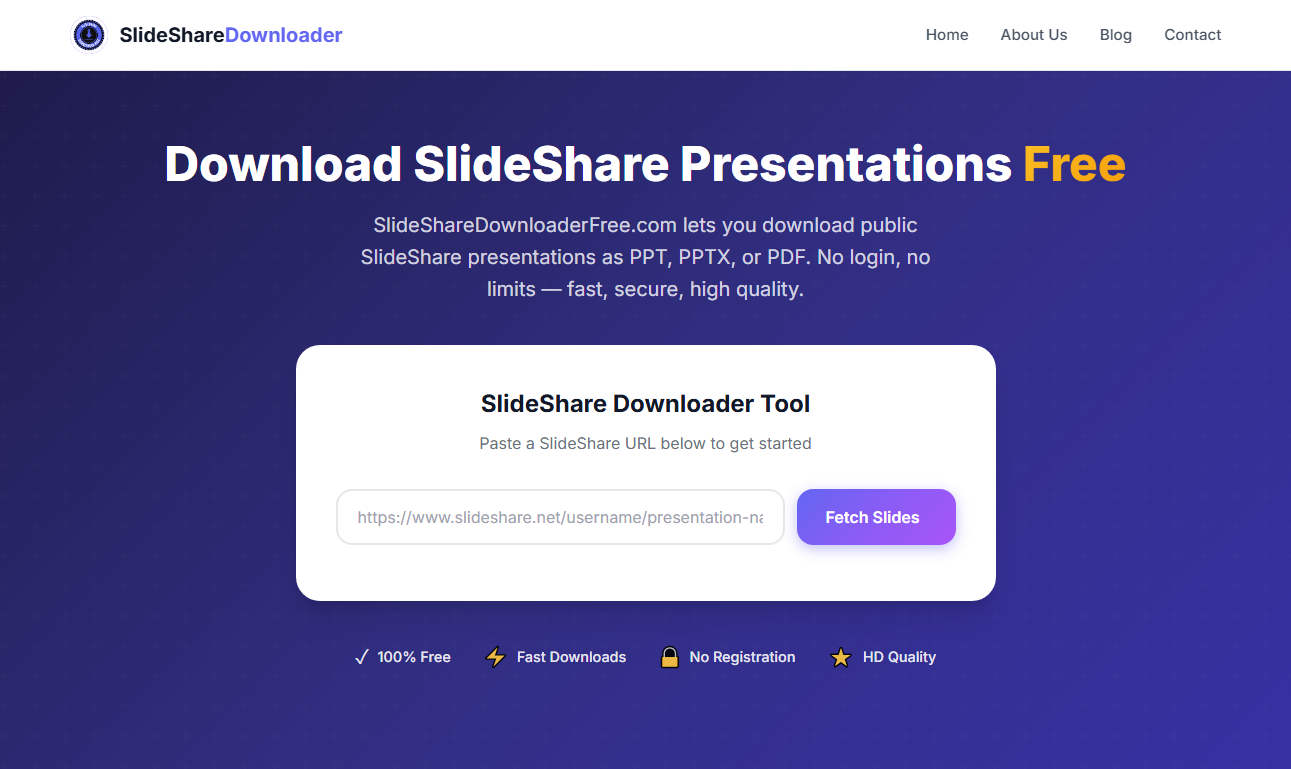 Slideshare free download with SlideShareDownloaderFree