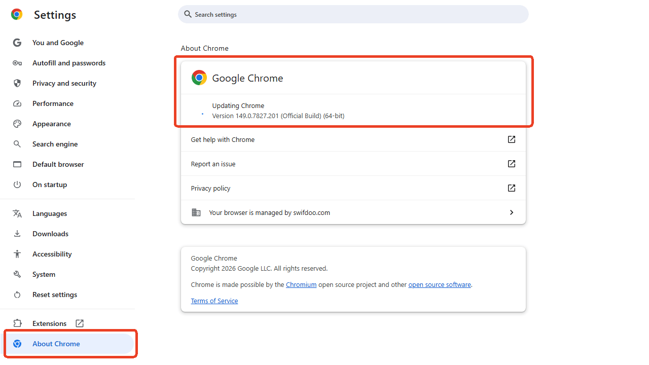 Chrome update