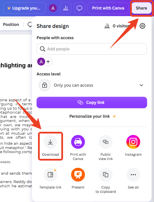 pdf share canva feature