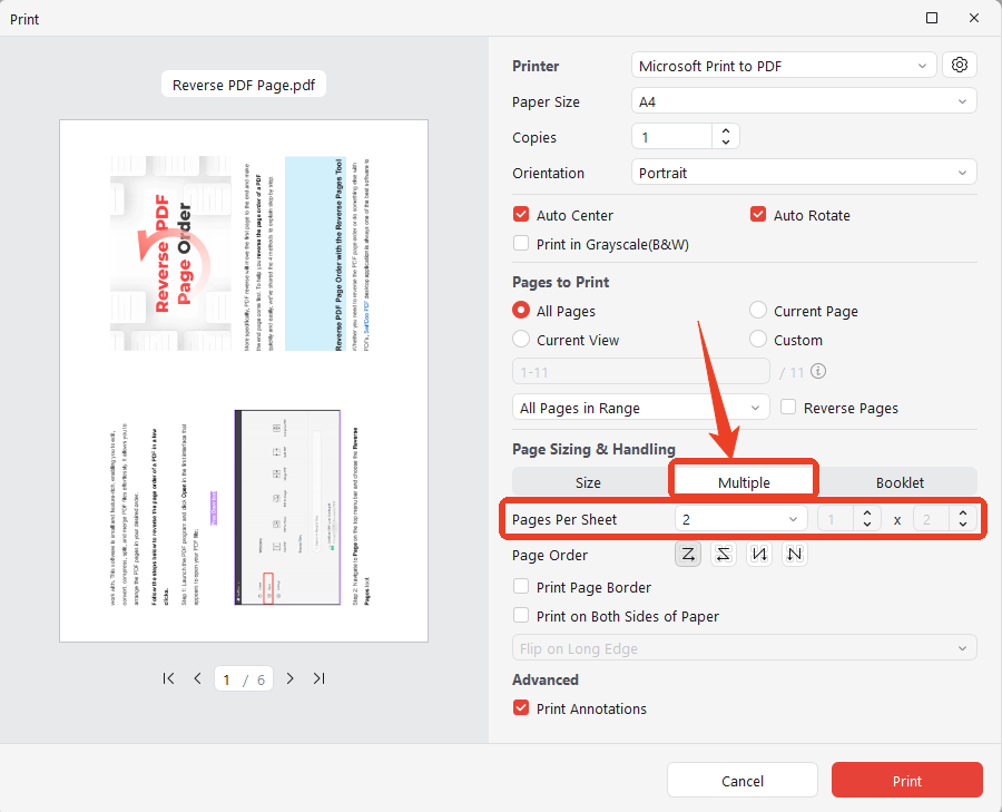 jopdf Pages Per Sheet