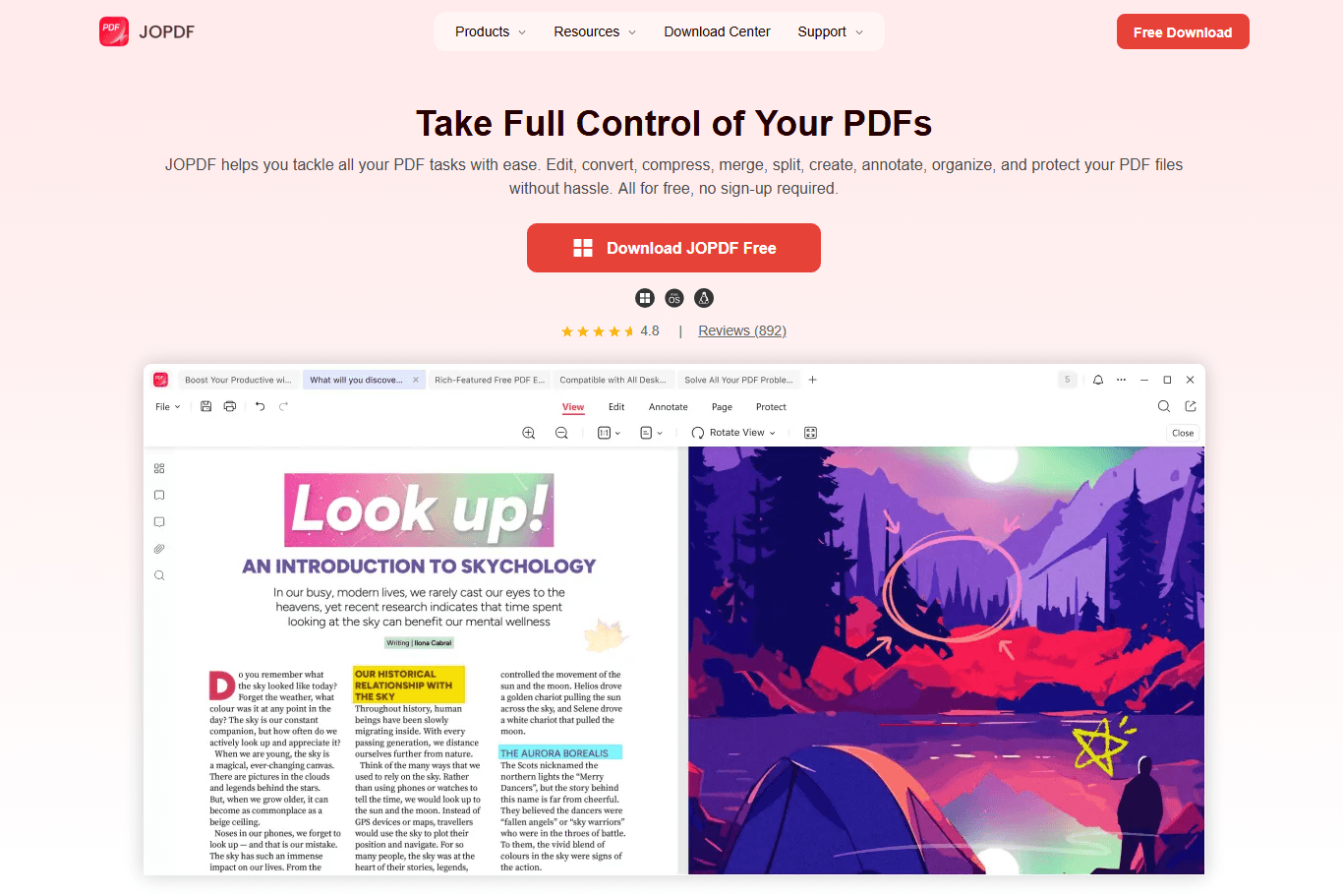 JOPDF interface