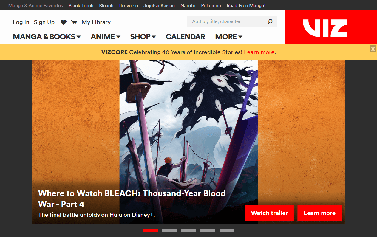 the Viz Media website