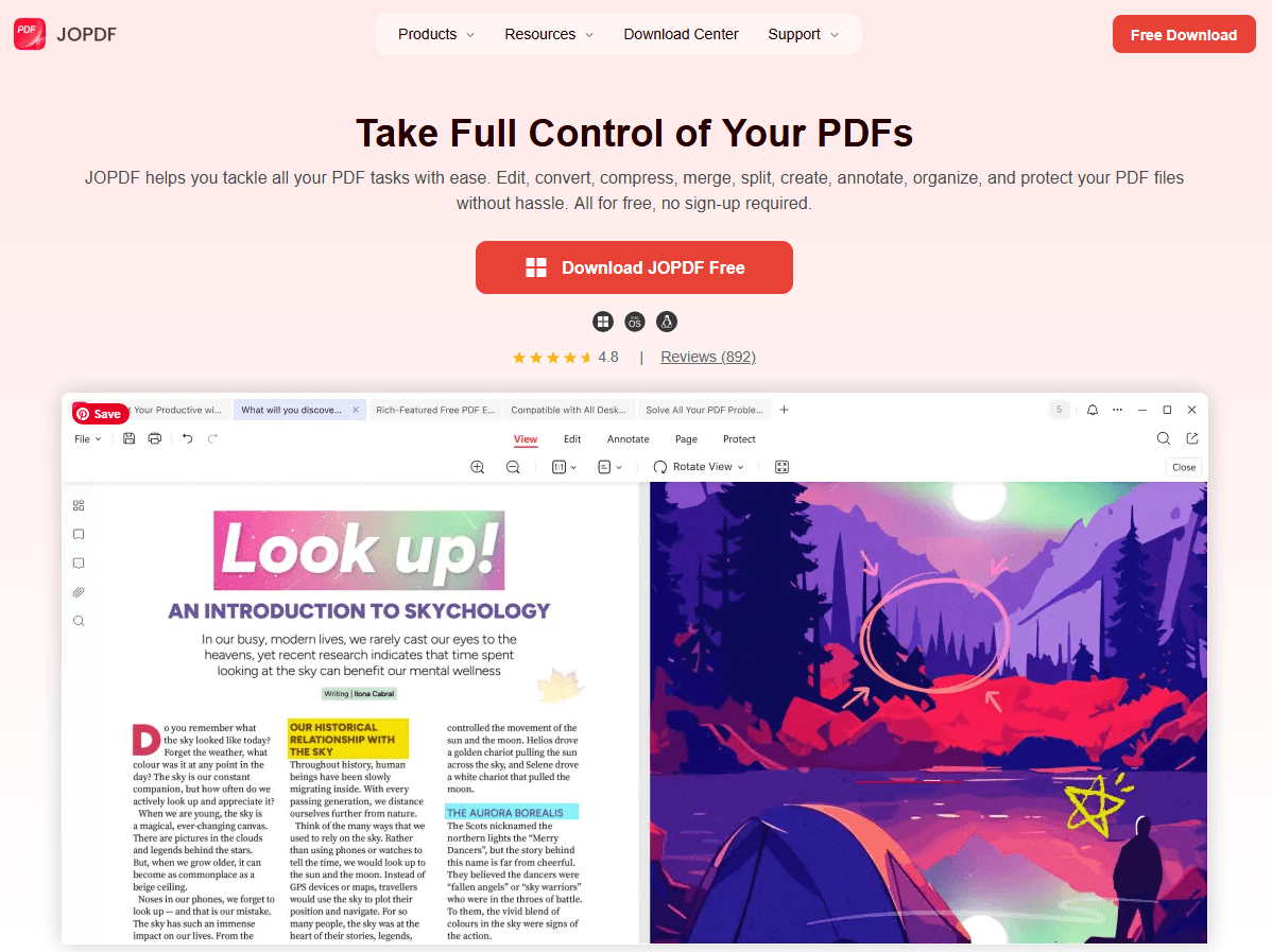 JOPDF interface