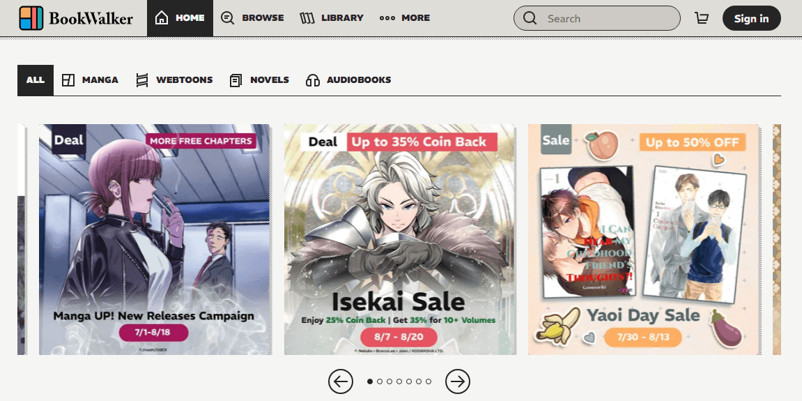 BookWalker interface