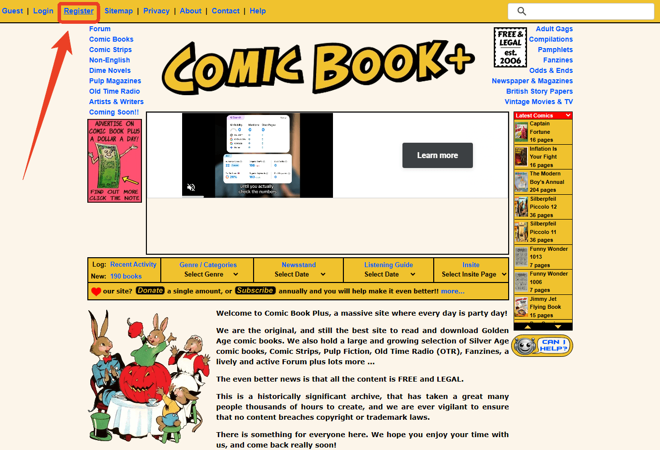 Comic Book Plus comic site