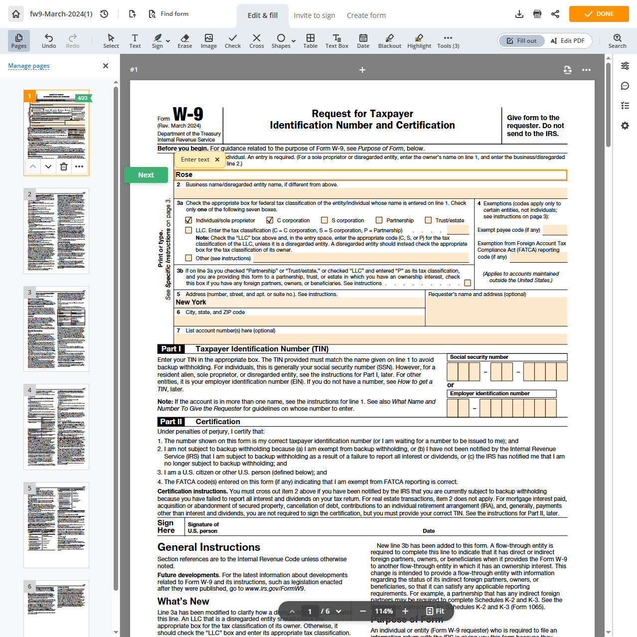 PDF form creator and editor