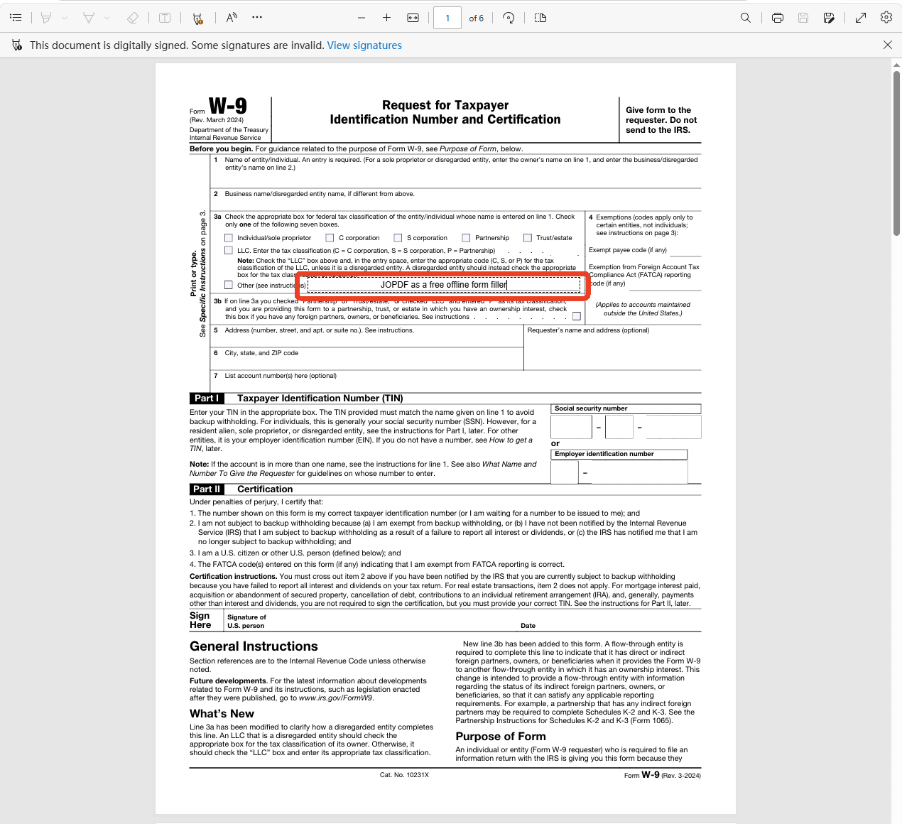 Microsoft Edge PDF filler online