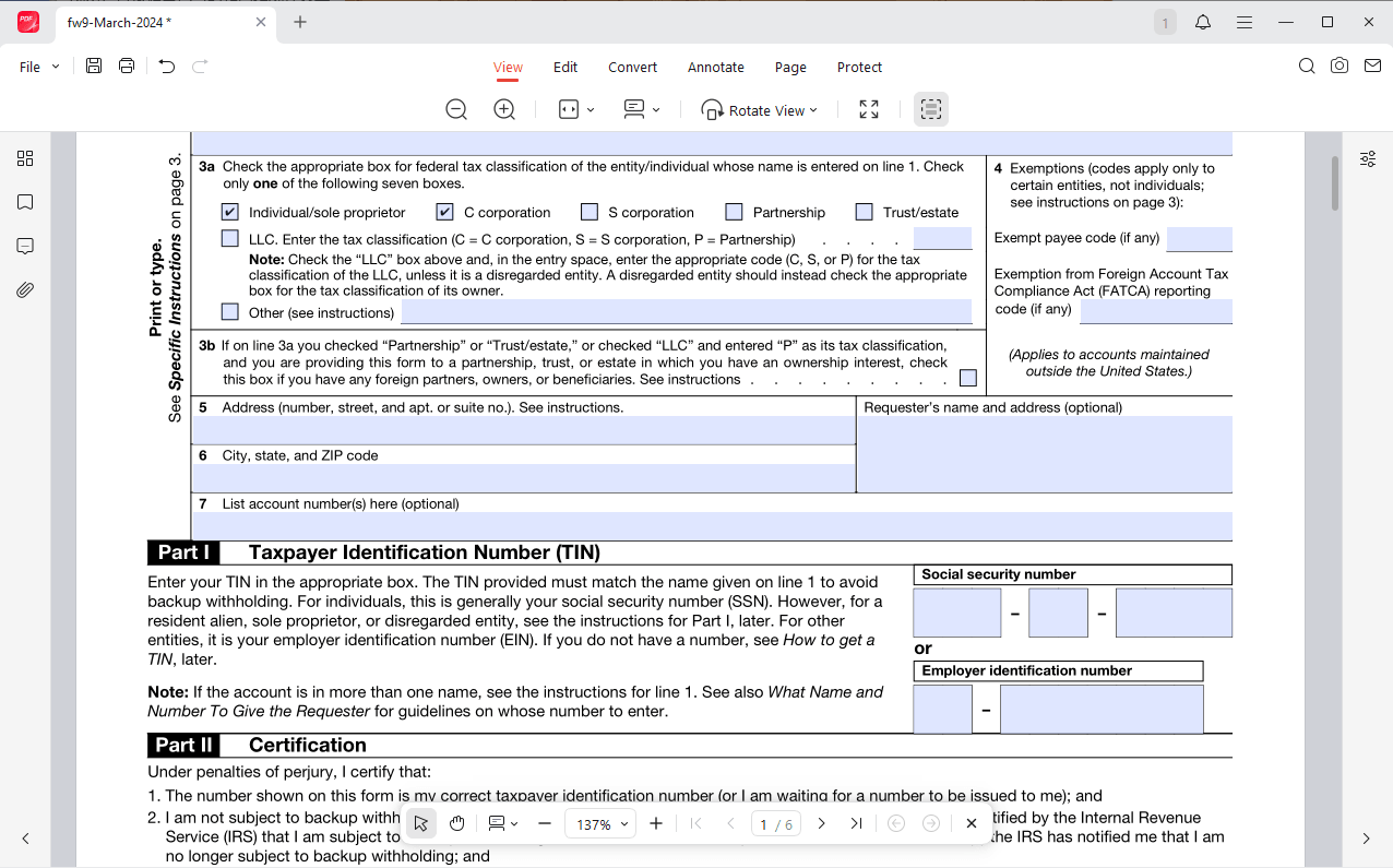 fillable pdf section