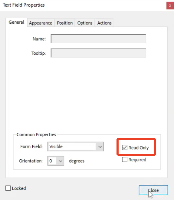 read only form field
