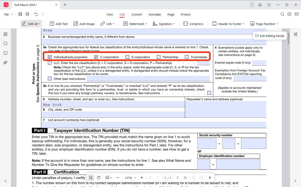 fill out the invoice PDF