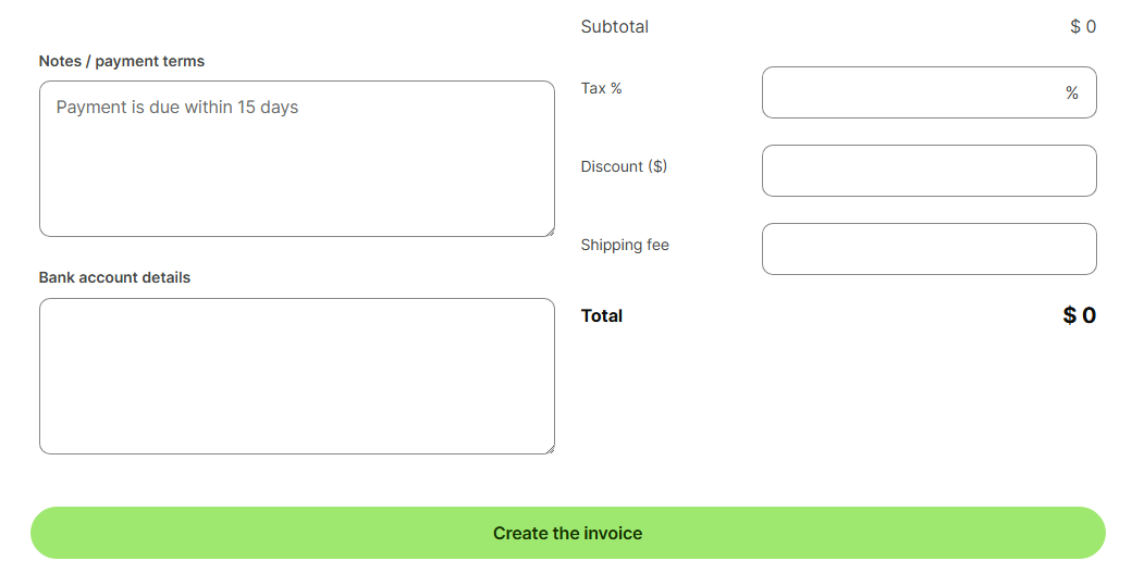 create invoice with wise generator