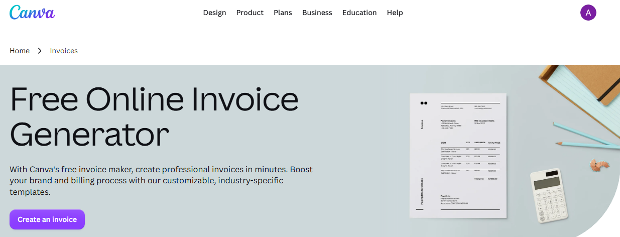 Canva invoice generator