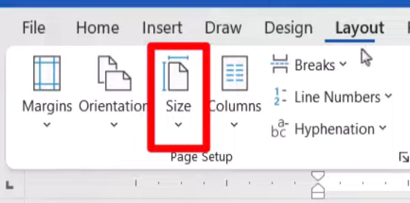word page size setup