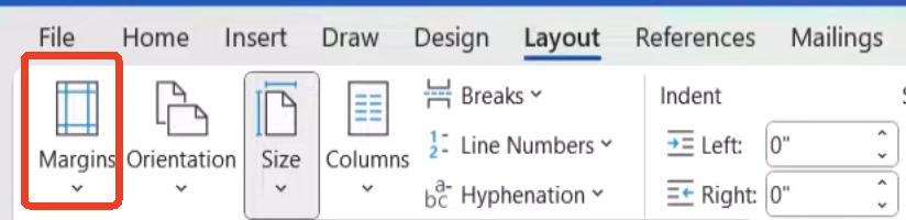 word page margin