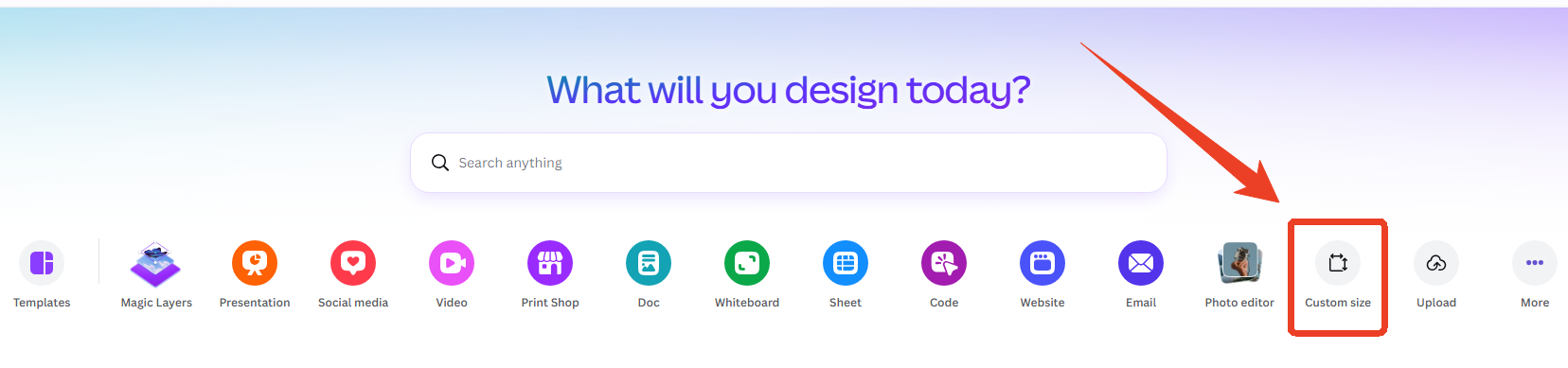 canva custom page size