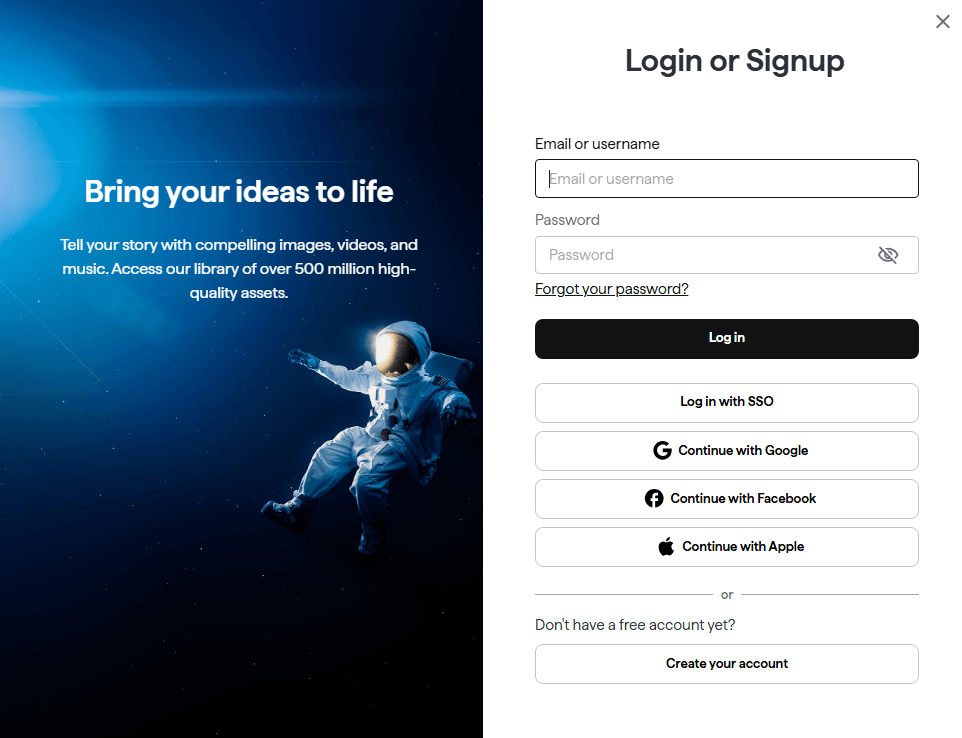 Shutterstock signup