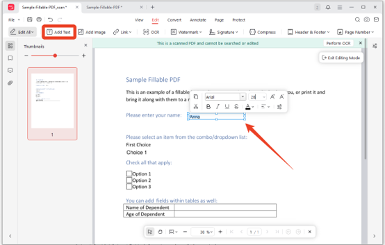 JOPDF add text tool