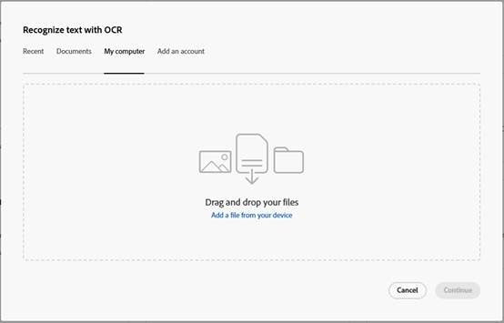 file upload to Adobe Acrobat OCR