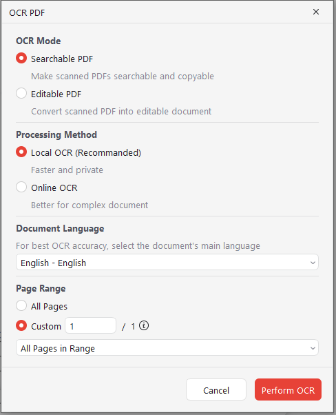 OCR PDF mode in JOPDF