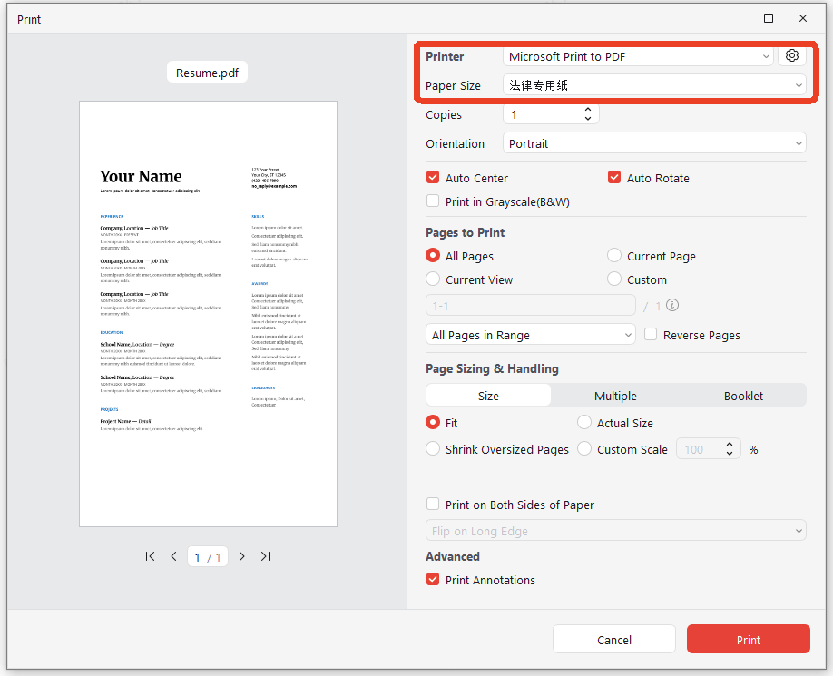 Print Legal Size PDFs with JOPDF