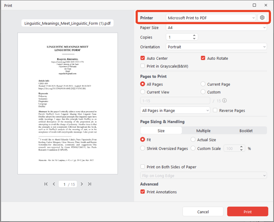 Microsoft Print to PDF