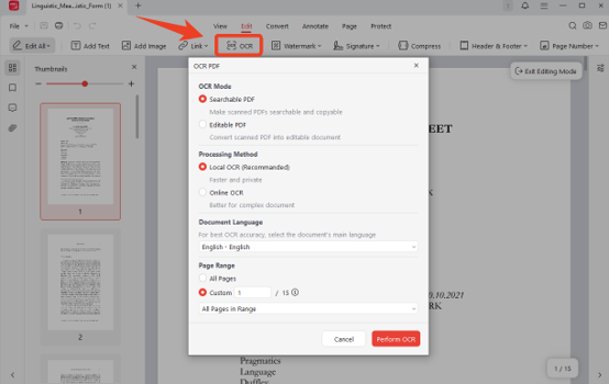 OCR bank statement processing