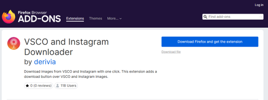 VSCO downloader Firefox extension